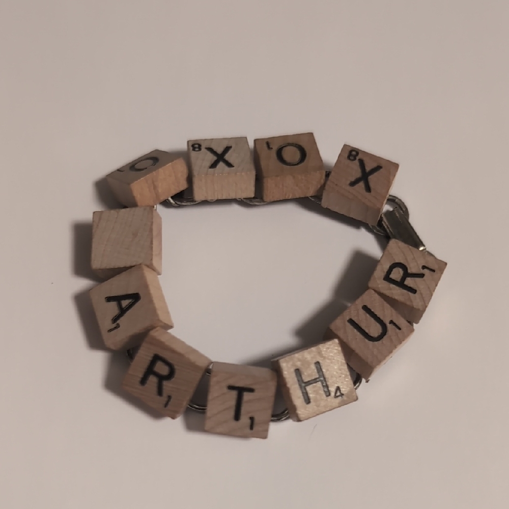 Arthur Wooden‎ Letter "Scrabble Tile Tennis Bracelet